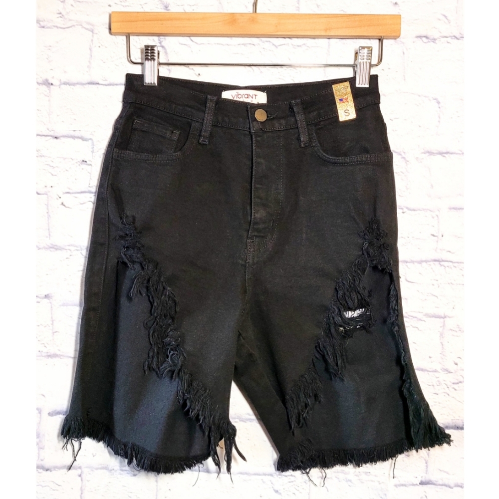 Black Distressed Women Shorts